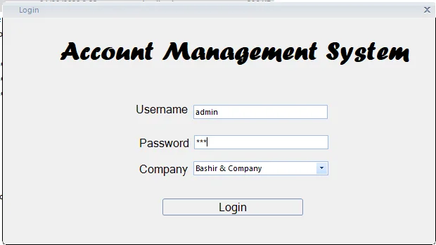Account Management System login
