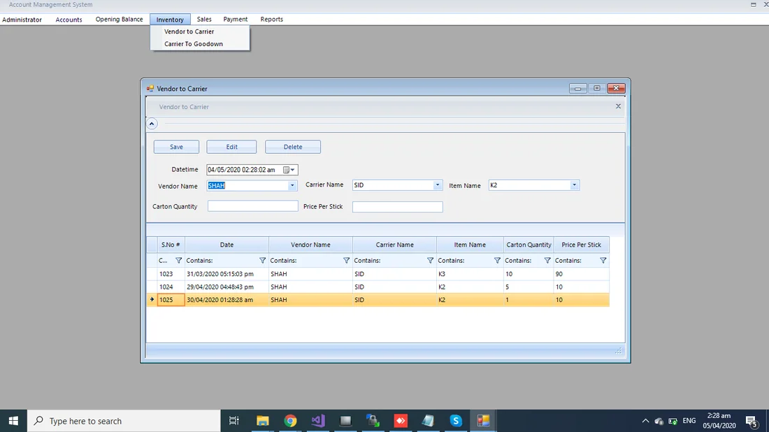 Account Management System reporting