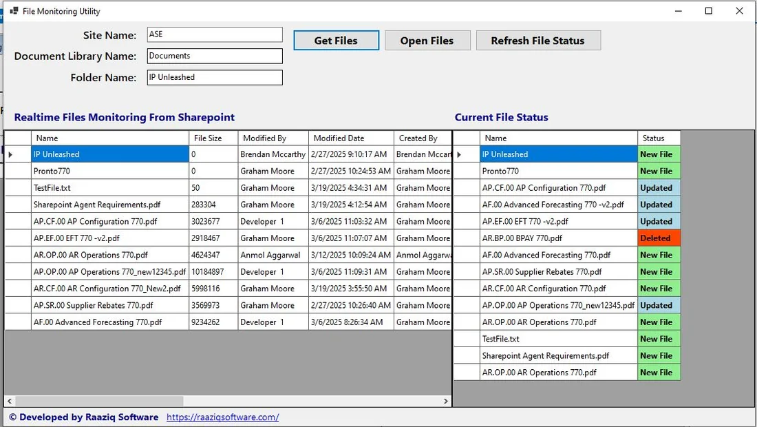 Azure file monitoring interface