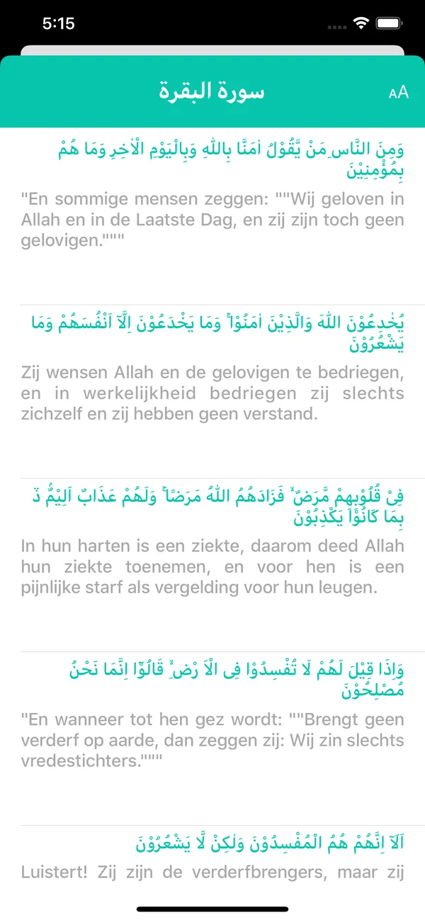 True Quran mobile interface