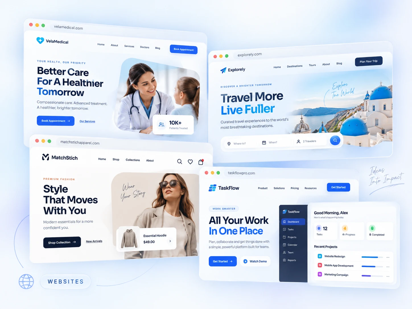Live client website portfolio collage